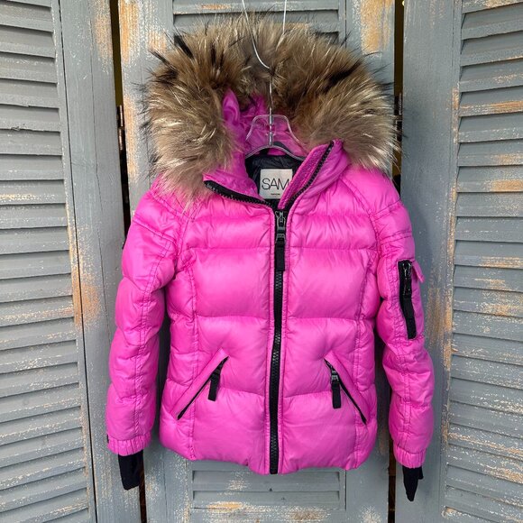 SAM. Other - SAM. Girl's Blake Fur-Trimmed Down Jacket Hot Pink Sz 4T